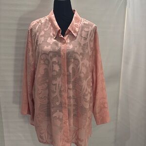 Alfred Dunner peach button down blouse, size 22W
